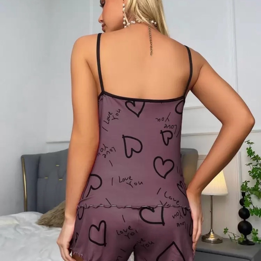 Heart Print Women's Sleepwear Set Size 8/10 Large - Picture 4 of 5